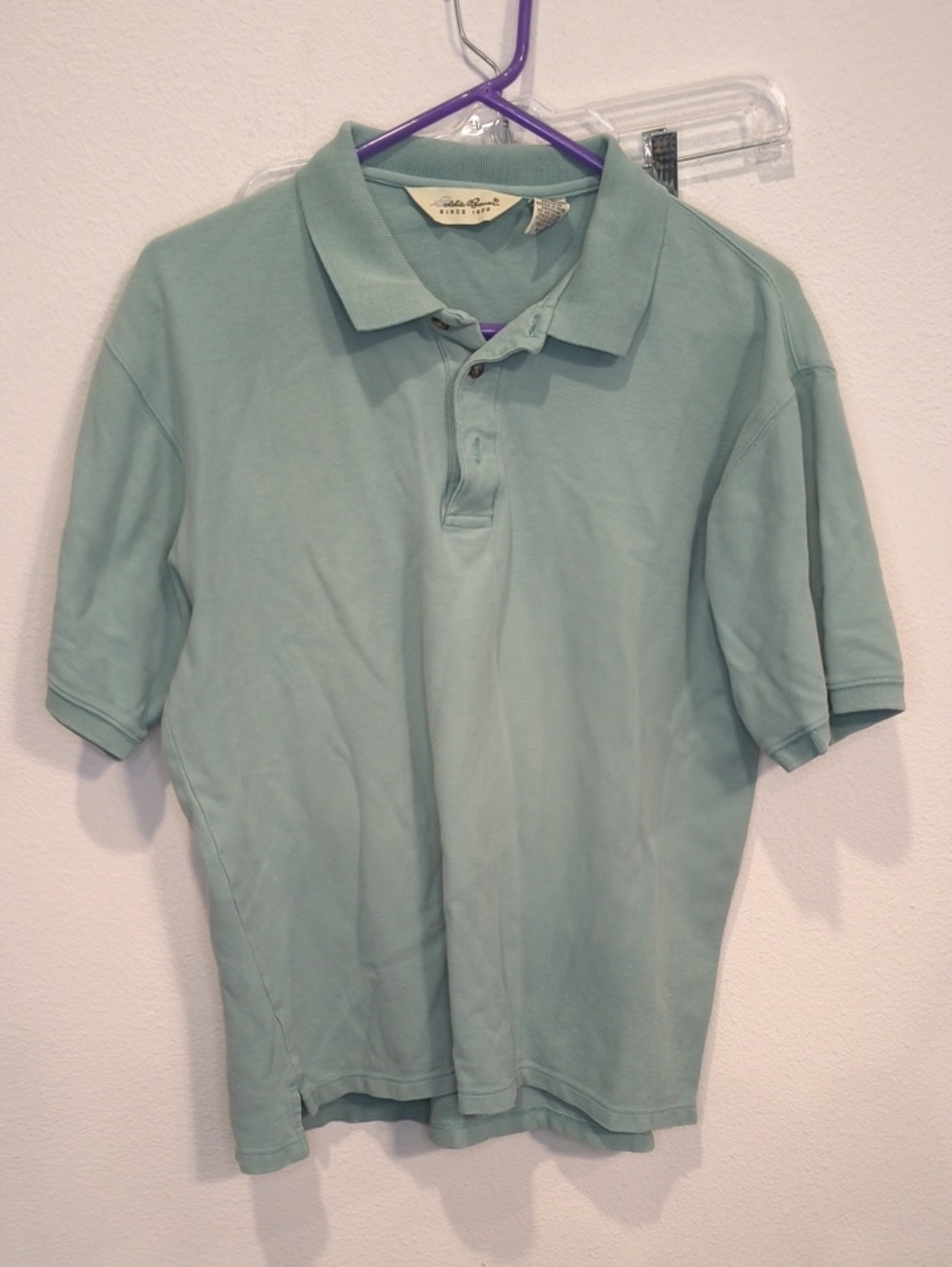 Eddie Bauer Light Seafoam Green Polo Shirt Medium
